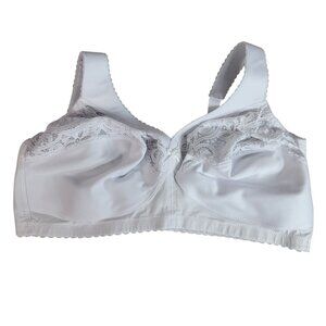 Glamorise Wirefree Bra White 44DD Wide Straps Adj Full Coverage MagicLift #1001